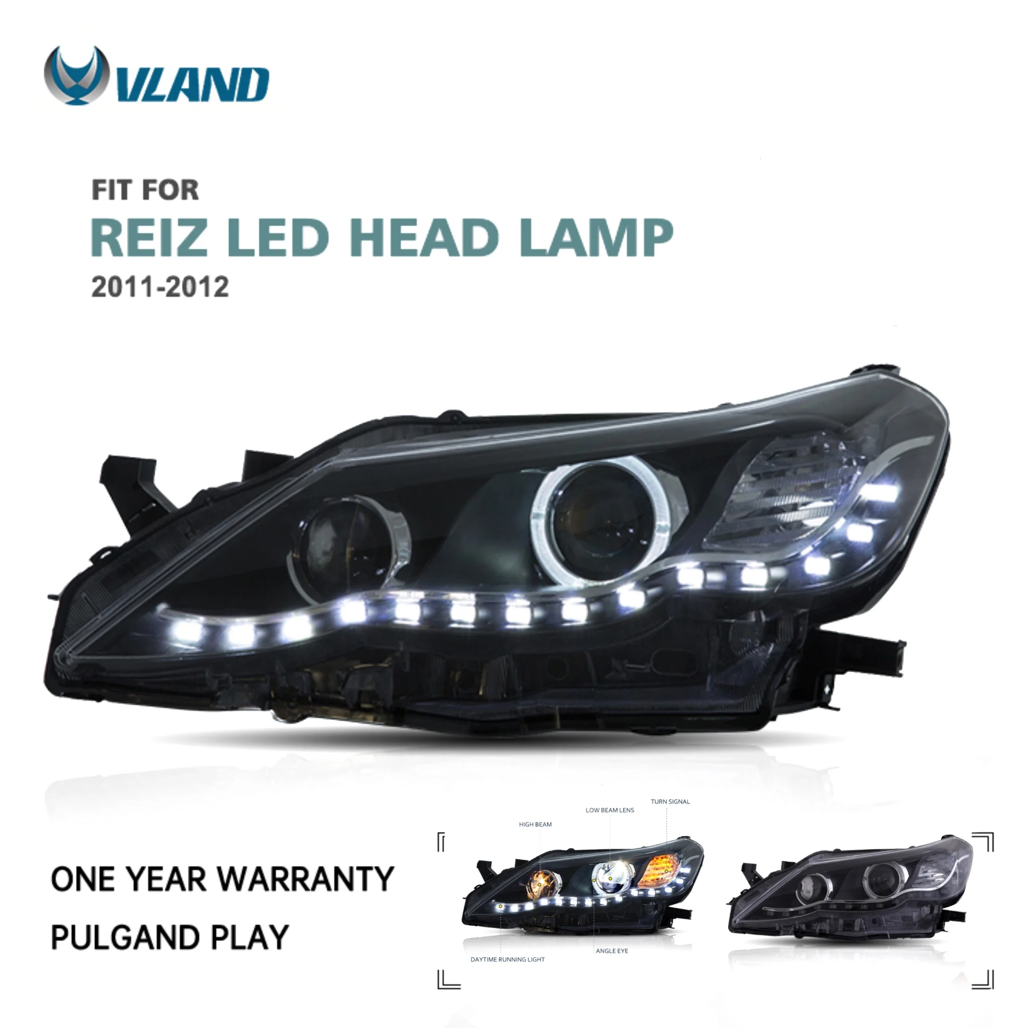 

VLAND Headlight FOR TOYOTA REIZ 2010-2012 LED HEAD LAMP Car LED DRL Q5 Xenon Len Hid H7 Reiz Mark X Car Accessories