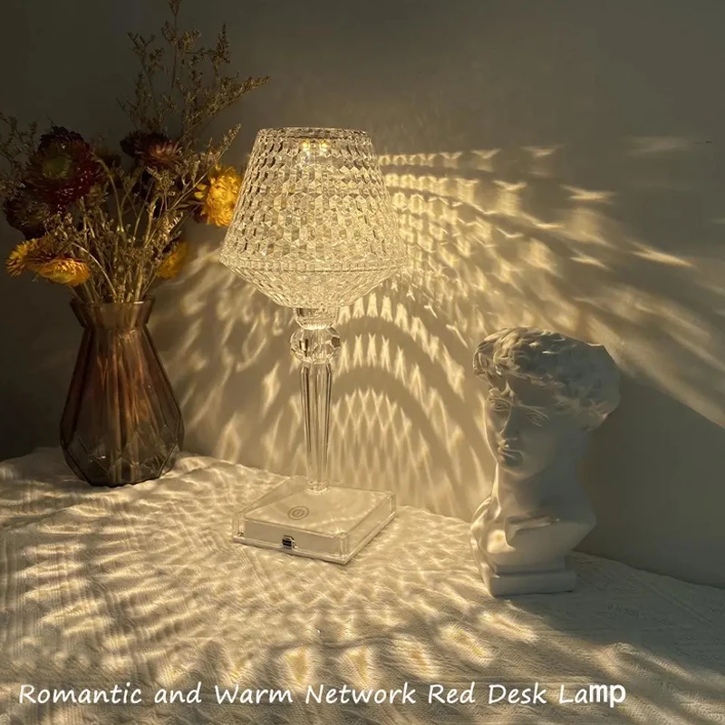 Романтический светодиодный светильник с алмазным кристаллом и тенью сенсорное