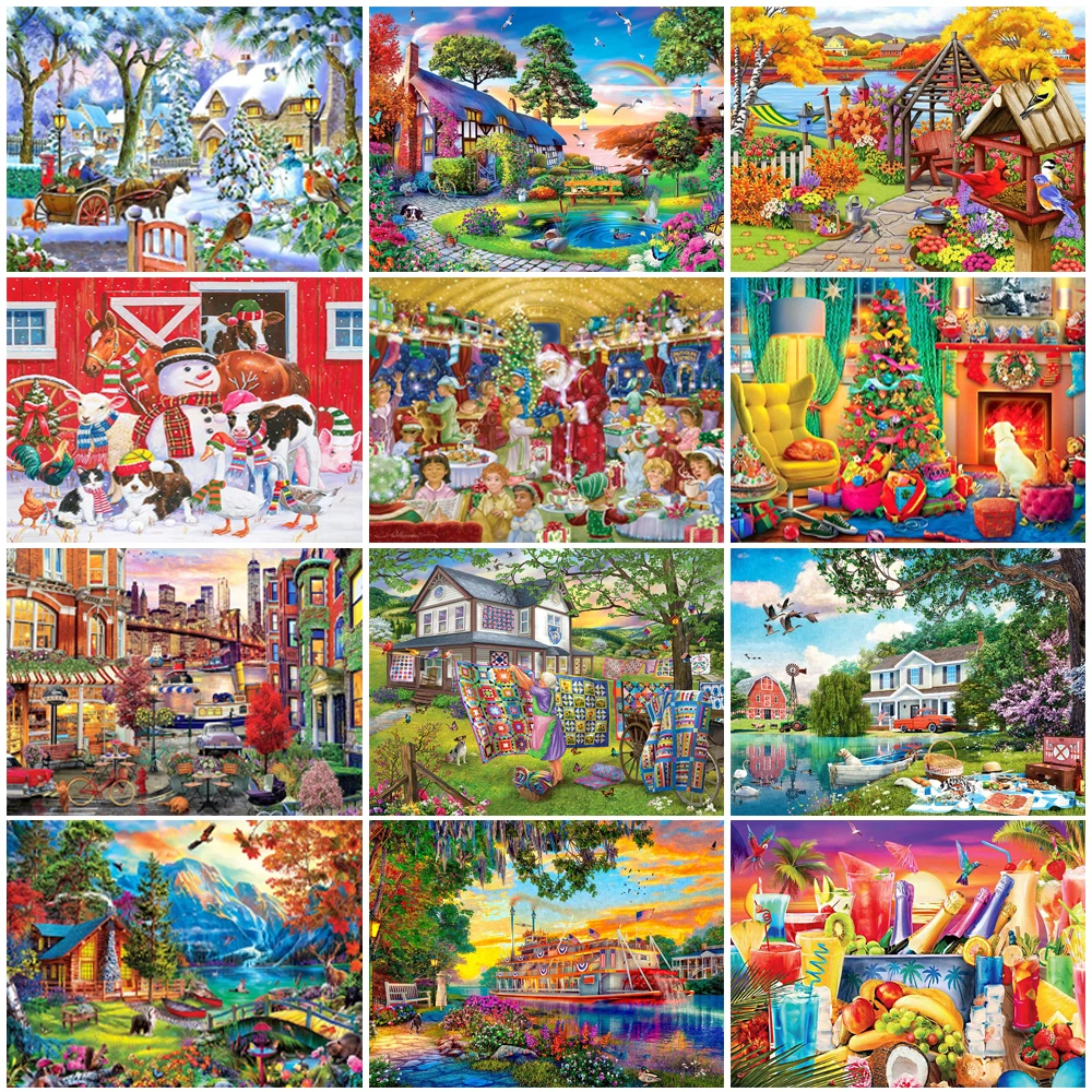 

Алмазная 5D картина «сделай сам» с Санта-Клаусом, полная вышивка, алмазная вышивка, пейзаж, закат, мозаика, Набор для вышивки крестиком, домаш...