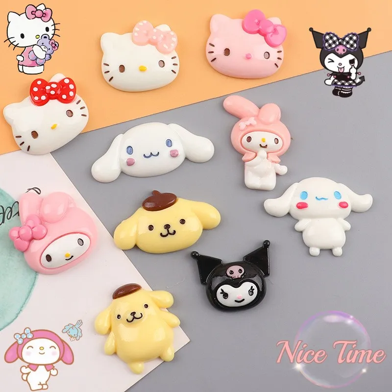 

10Pcs Hellokitty Kuromi Kawaii Refrigerator Glossy Stickers Cartoon Cream Glue Phone Case Decoration Anime Diy Accessories Toys