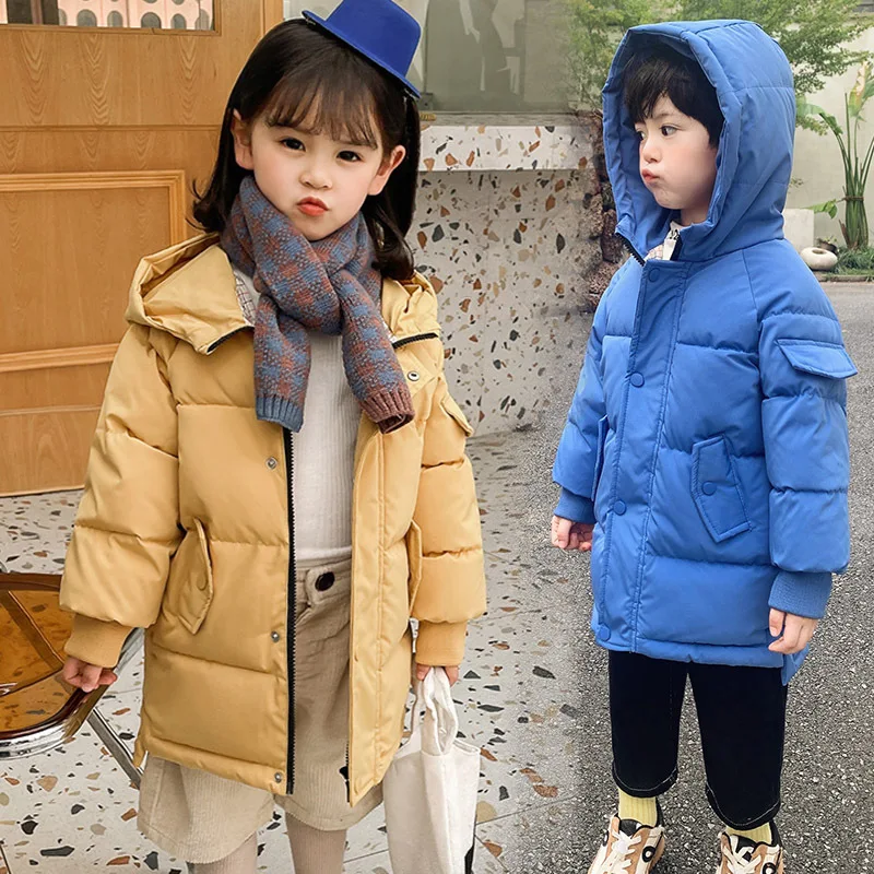 

Down Cotton Jackets For Girls Winter Coat Candy Color Warm Kids Down Hooded Coats For Boys 2-9 Years Outerwear Children Clothes