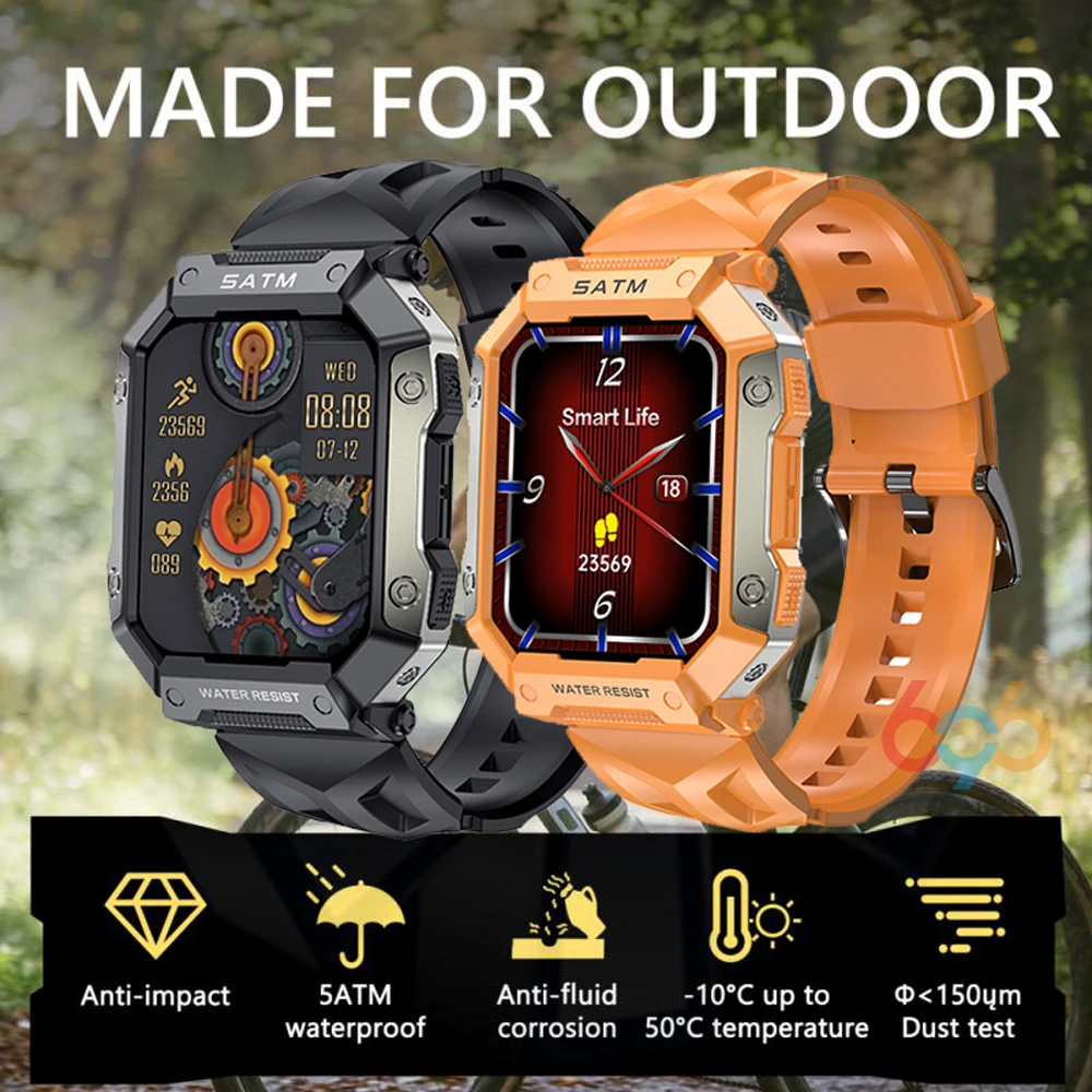 

New PG333 Rugged Smartwatch Three-Proof Outdoor Sports Fitness Heart Rate Blood Oxygen Monitor Waterproof Smart Watch For Men