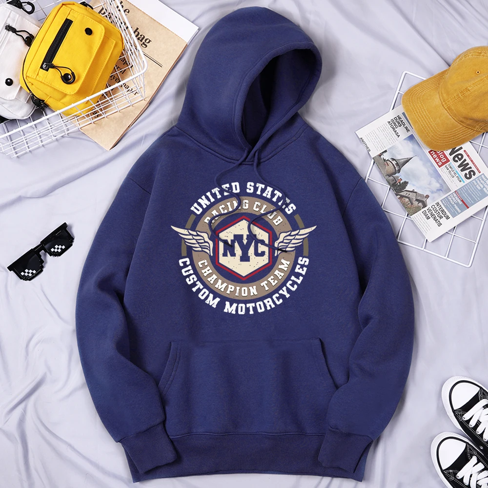 

Кофта мужская с капюшоном, универсальная толстовка с графическим принтом, гоночный клуб США, повседневные качественные Топы в стиле Харадзюку, мягкие худи