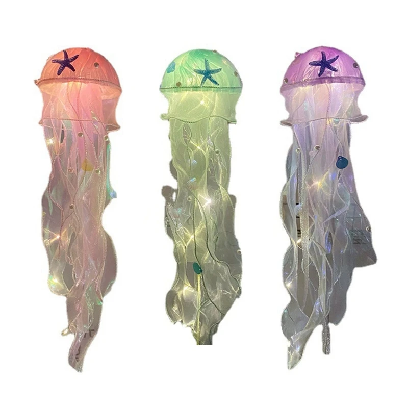 

E56C Hanging Jellyfish Light Glowing Night Led Ornaments Crafts Supplies