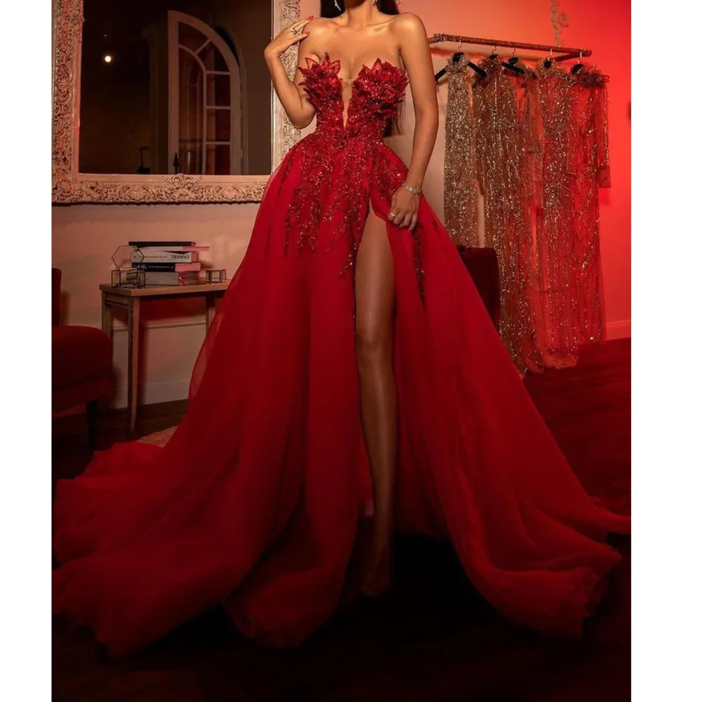 

2022 Red Evening Dresses Autumn Women Bodycon Prom Party Elegant Maxi Dress Ladies Trailing Dresses Female Host Dress Clothing