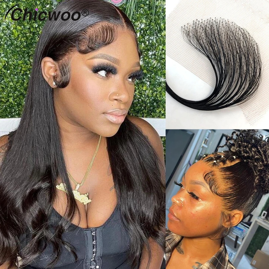 

CHICWOO 100% Brazilian Human Hair Bangs For Black Women Girl Natural Black Color Pre Plucked Hairline HD Swiss Lace Baby Hair