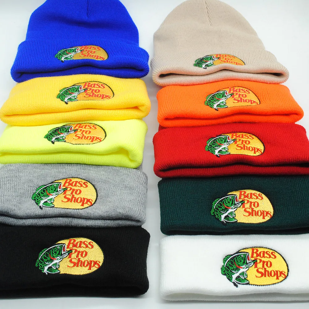 

Knitted Warm Hat Bass-Pro Shops Caps Outdoor Spring Autumn Winter Fishing Beanies Hat Fine Embroidery Dad Hat for Women Men Girl