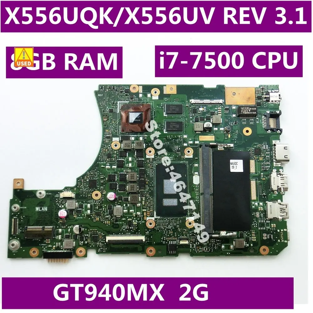 Процессор X556UQK i7-7500 GT940MX 2 Гб встроенной 8 ГБ ОЗУ DDR4L материнская плата REV 3,1 для ASUS X556UQ X556UV K556UQ протестированная материнская плата ОК использованный