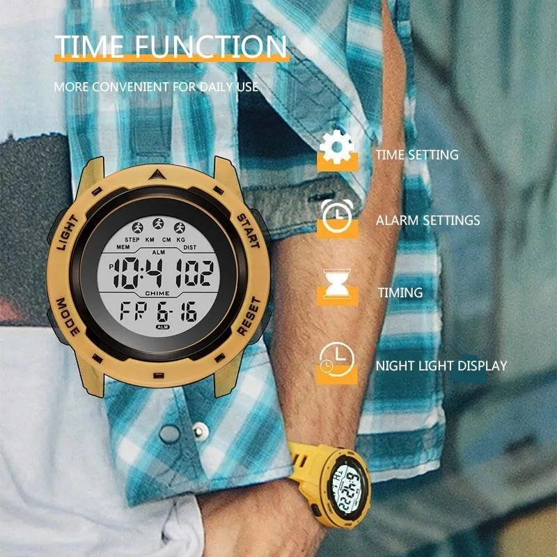 Мужские водонепроницаемые цифровые часы Kegllect многофункциональные с индикацией