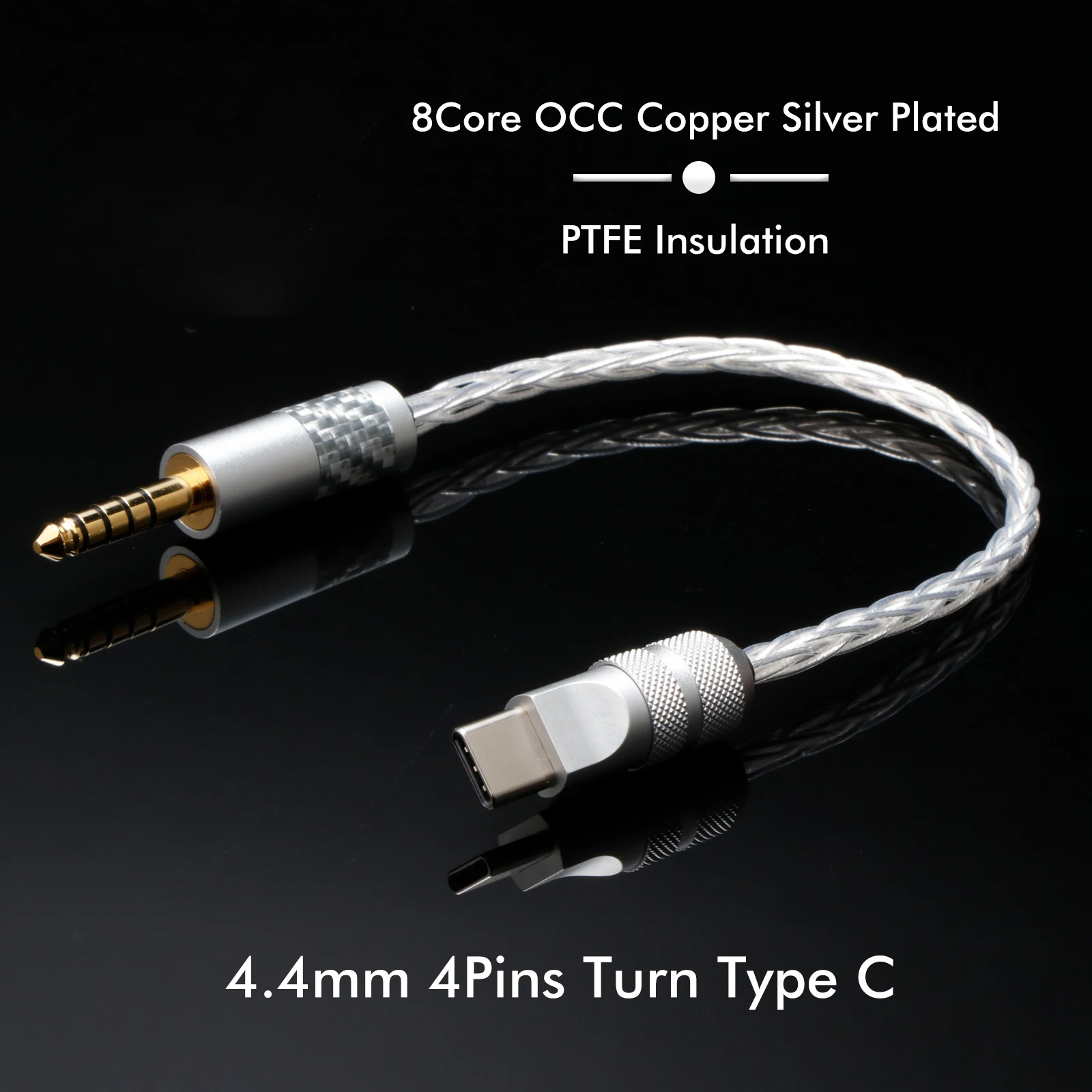 Фото HIFI USB Type-C кабель с разъемами 3.5 мм, 2.5 мм, 4.4 мм AUX, аудиокабель Type-C с серебряным покрытием OCC для автомобильных колонок и плееров №2