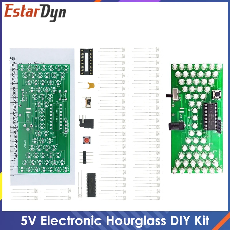 

5V Electronic Hourglass DIY Kit Funny Electric Production Kits Precise With LED Lamps Double Layer PCB Board 84*40mm