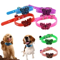 pets cat collar with bell adjustable neck ring fashion colorful bow silicone collar universal casual cat dog accessories