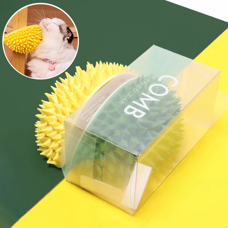 

Cat Massage Combs With Catnip Cat Groomer Comb Wall Corner Durian Shape Brush Pet Cats Hair Remover Brush Grooming Comb Supplies