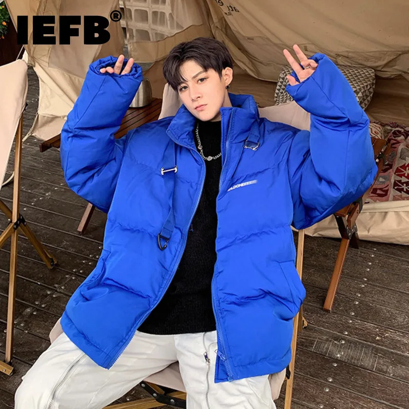 IEFB 2022 Thickening Stand Collar Cotton-padded Coats Men's Loose Casual Solid Color Zipper Fashion Clothing Winter New 9A6354