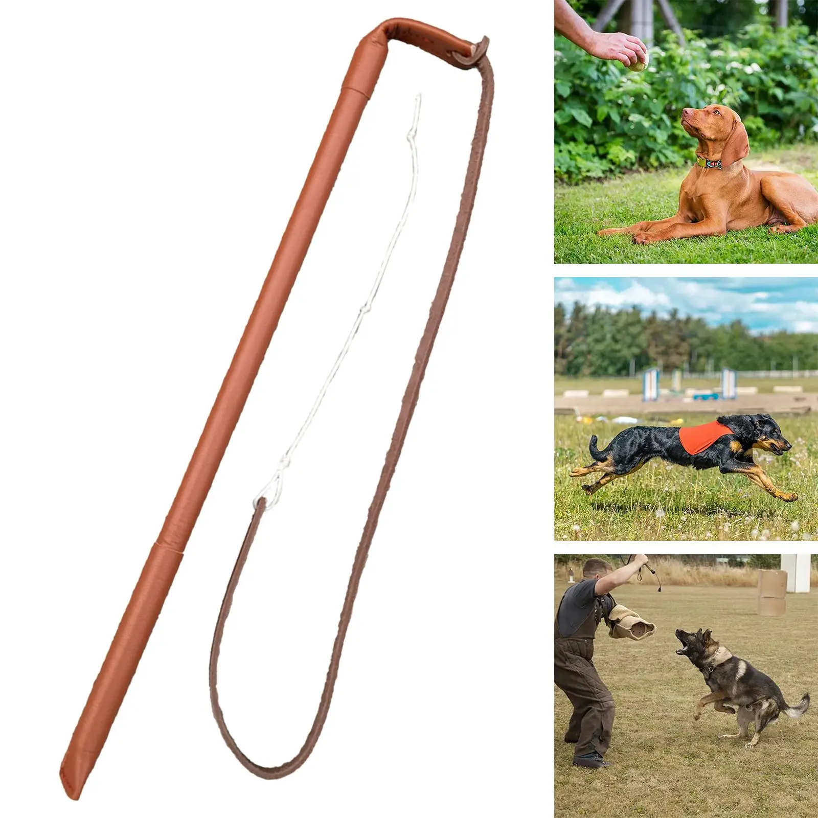 

Leather Dog Training Agitation Whip for Medium Large Dog Equipment Stick Obedience Entertainment Agility Training Exercising