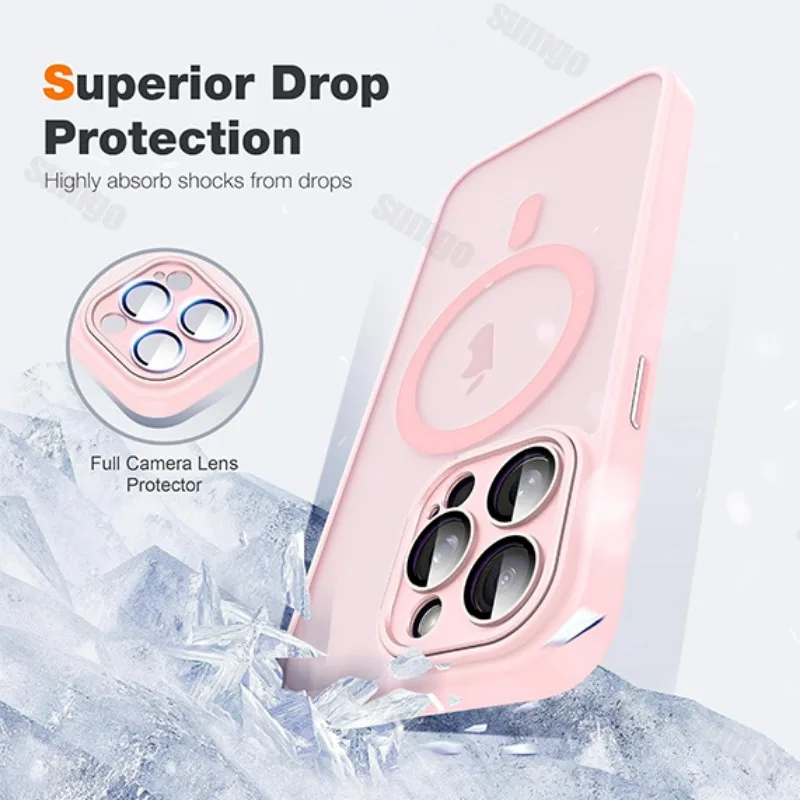 Матовый полупрозрачный 16-розовый противоударный чехол для телефона iPhone 16 15 14 13 12