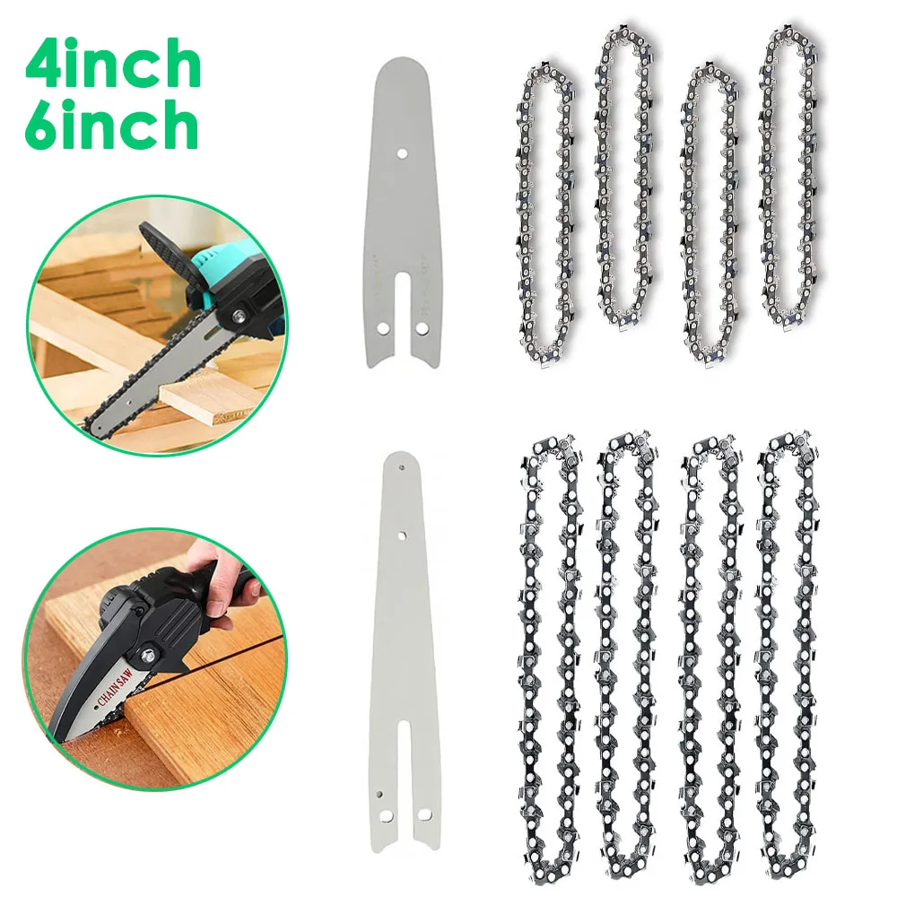 

4/6 Inch Chain Chainsaw Guide Replacement Steel Mini Electric Chain Saw Chains 4inch 6in Gardening Power Tools Parts Accessory