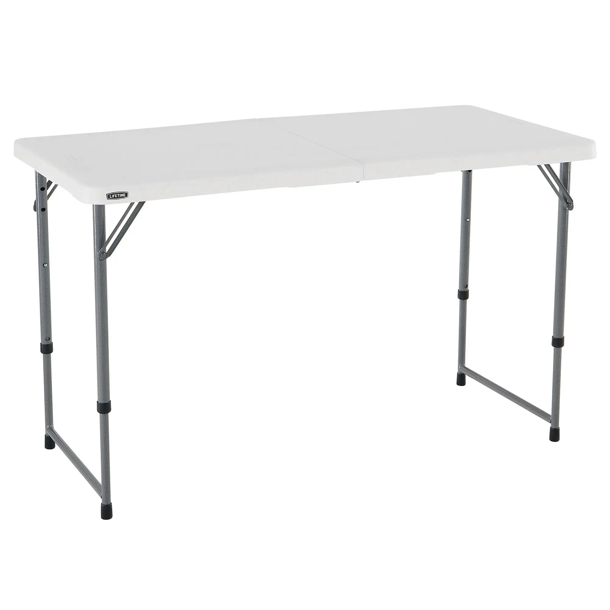 

free shipping Lifetime 4' Fold-In-Half Adjustable Table White Granite
