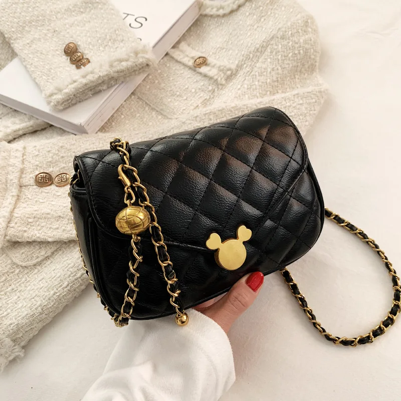 

Chain Bag Metal Heart Charm Adjustable carteira feminina 2022 New Fashion Retro PU Leather Single Shoulder Bag portfel damski