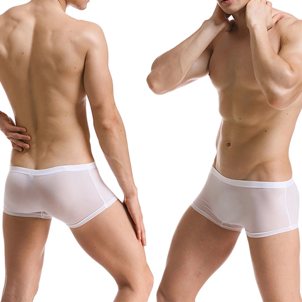 

Underwear Ice Silk Boxers Shorts Super Thin Transparent Low-rise Trunks Soft Breathable Men Panties