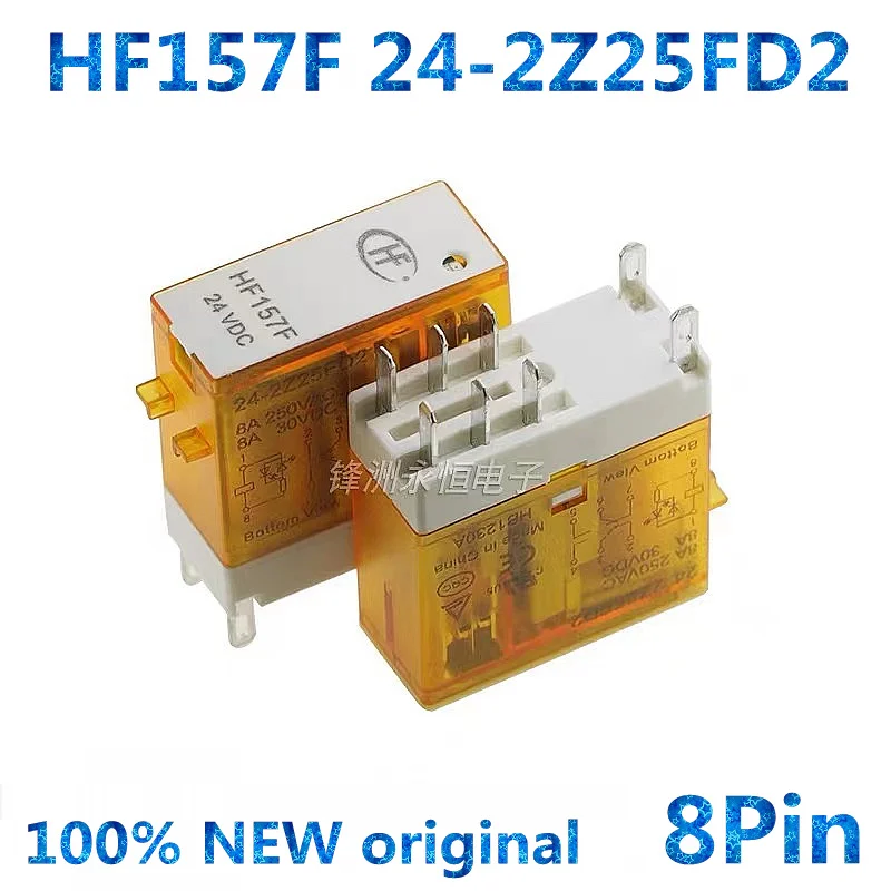 10 шт./партия, реле, 0, 24 В постоянного тока, 8 контактов, 8 контактов, 8 А, HF157F, 24 В постоянного тока, новый оригинальный