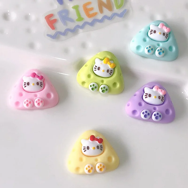 

10Pcs Hello Kitty Sanrio Anime Kawaii KTcat Diy Accessories Girly Heart Cute Cartoon Character Storage Box Patch Toy for Girls