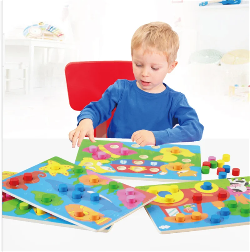 

1 Set Montessori Wooden Toys Puzzles Tangram Jigsaw Board Educational Early Learning Cartoon Wood Puzzles Kids Toys For Children