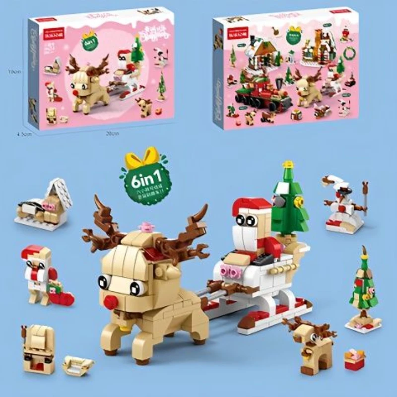

Мини-модель рождественской елки, конструктор, городской поезд, Санта-Клаус, торт, детские игрушки, рождественский подарок для детей, мальчиков и девочек
