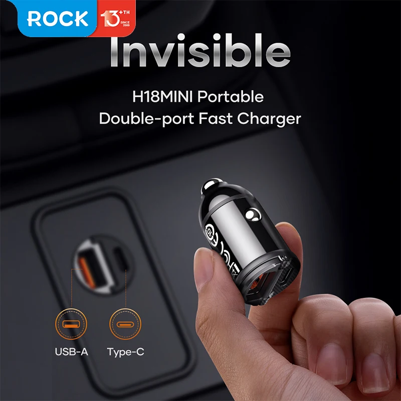 Автомобильное зарядное устройство ROCK, 30 Вт, USB, Quick Charge 4,0 3,0 FCP, SCP USB PD, для Xiaomi iPhone 12 13 14 Pro, быстрая зарядка, автомобильное зарядное устройство для телефона