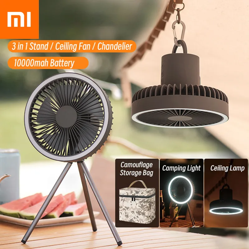 

Xiaomi 10000mAh Camping Fan Rechargeable Desktop Portable Circulator Wireless Ceiling Electric Fan with Power Bank LED Lighting