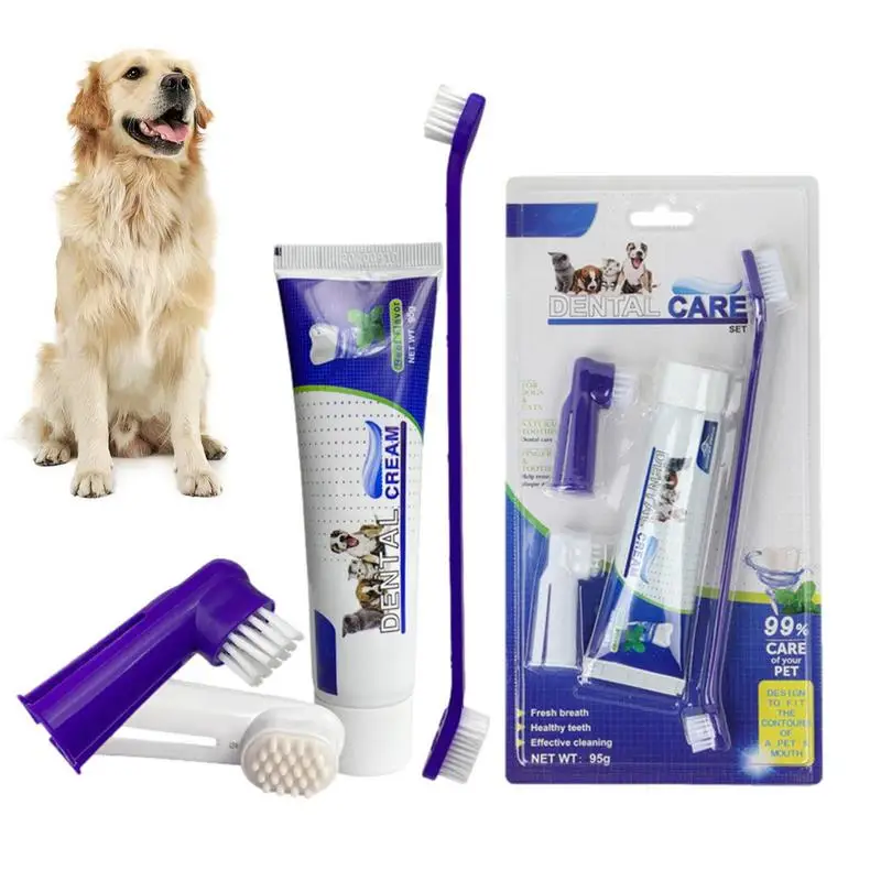 

Dog Tooth Brushing Kit Pets Toothpaste Toothbrush Kit Pets Supplies Puppy Essentials Toothbrush And Toothpaste For Home Pet