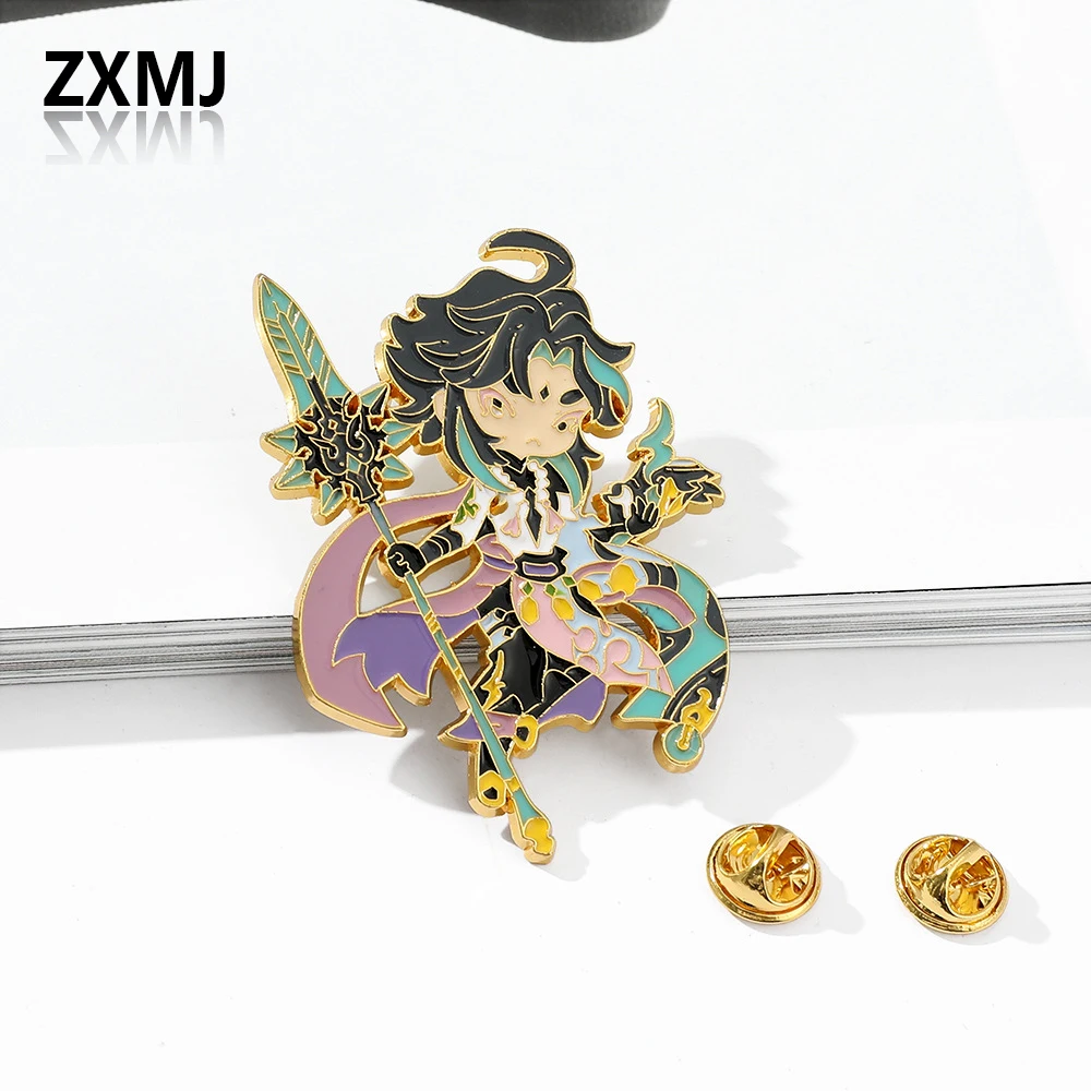 

ZXMJ Genshin Impact Brooch Cartoon Game Peripheral Badge Pin Genshin Ganyu Wendy's Eye Brooch Fashion Metal Schoolbag Badges