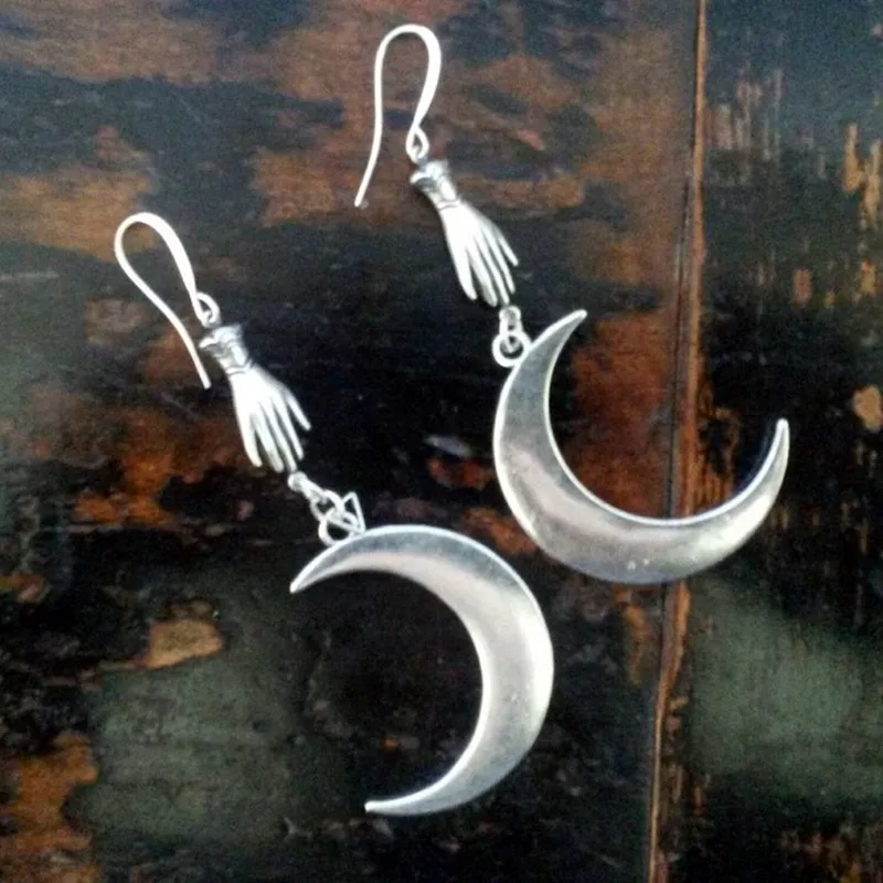 

Big Crescent Moon Bronze Long Earrings Mystic Gothic Jewelry Wiccan Moon Phase Witchy Goddess Women Fashion Gift 2022 New