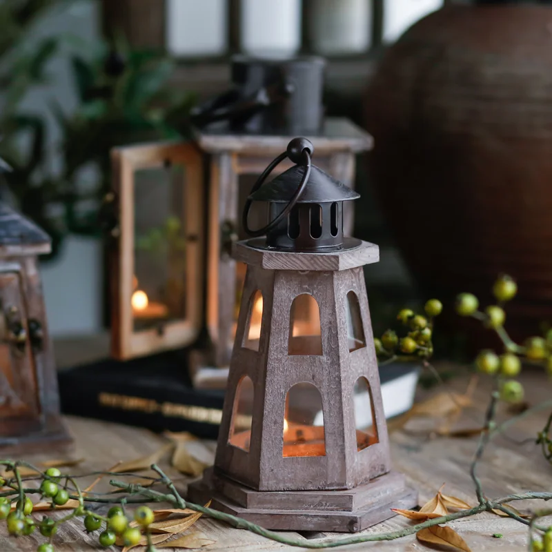 

Wood Candle Holder Table Modern Handle House Vintage Industrial Nordic Hanging Candle Holders Decoration Salon Home Decoration