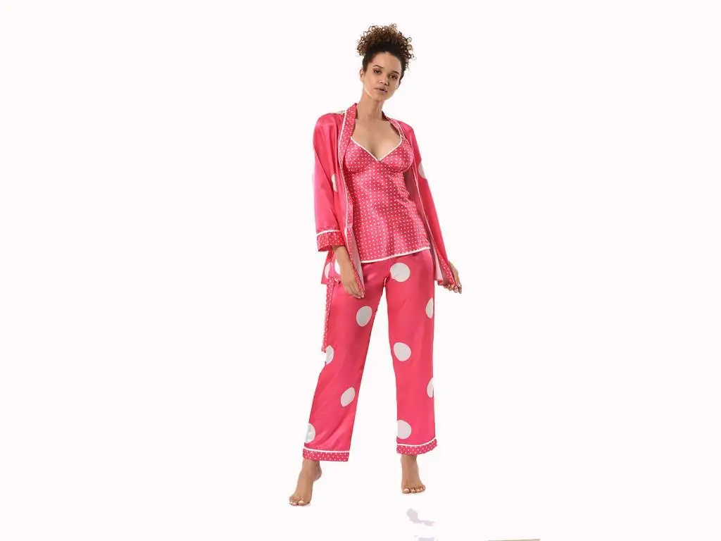 

Dot Desenlii Satin 3 Pcs Pajamas set 8520 Pomegranate Flower
