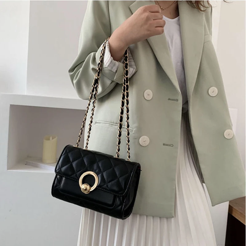 Women's Bag 2022 New Embroidery Cross Body Bag ins Tidy One Shoulder Small Fragrant Rhombic Chain Bag