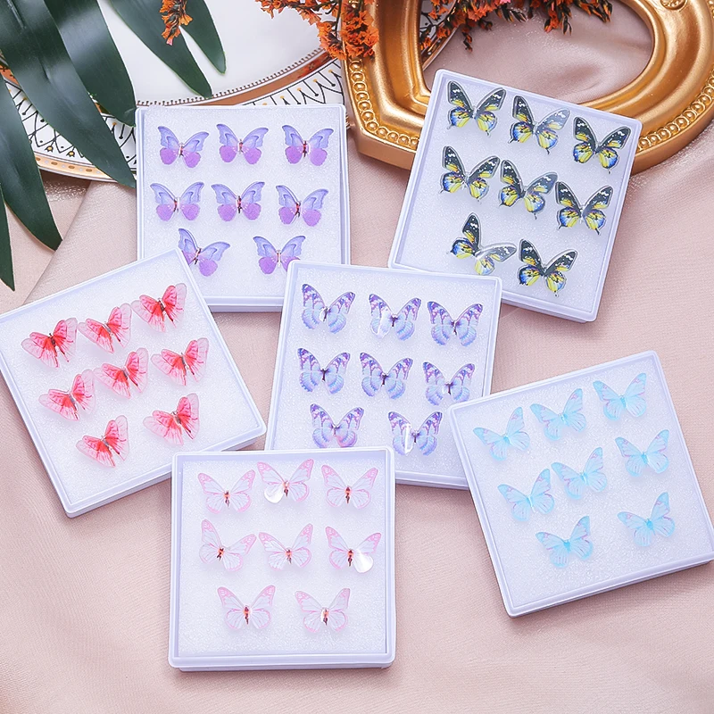 

4 пары/компл. модные гипоаллергенные серьги в виде бабочек