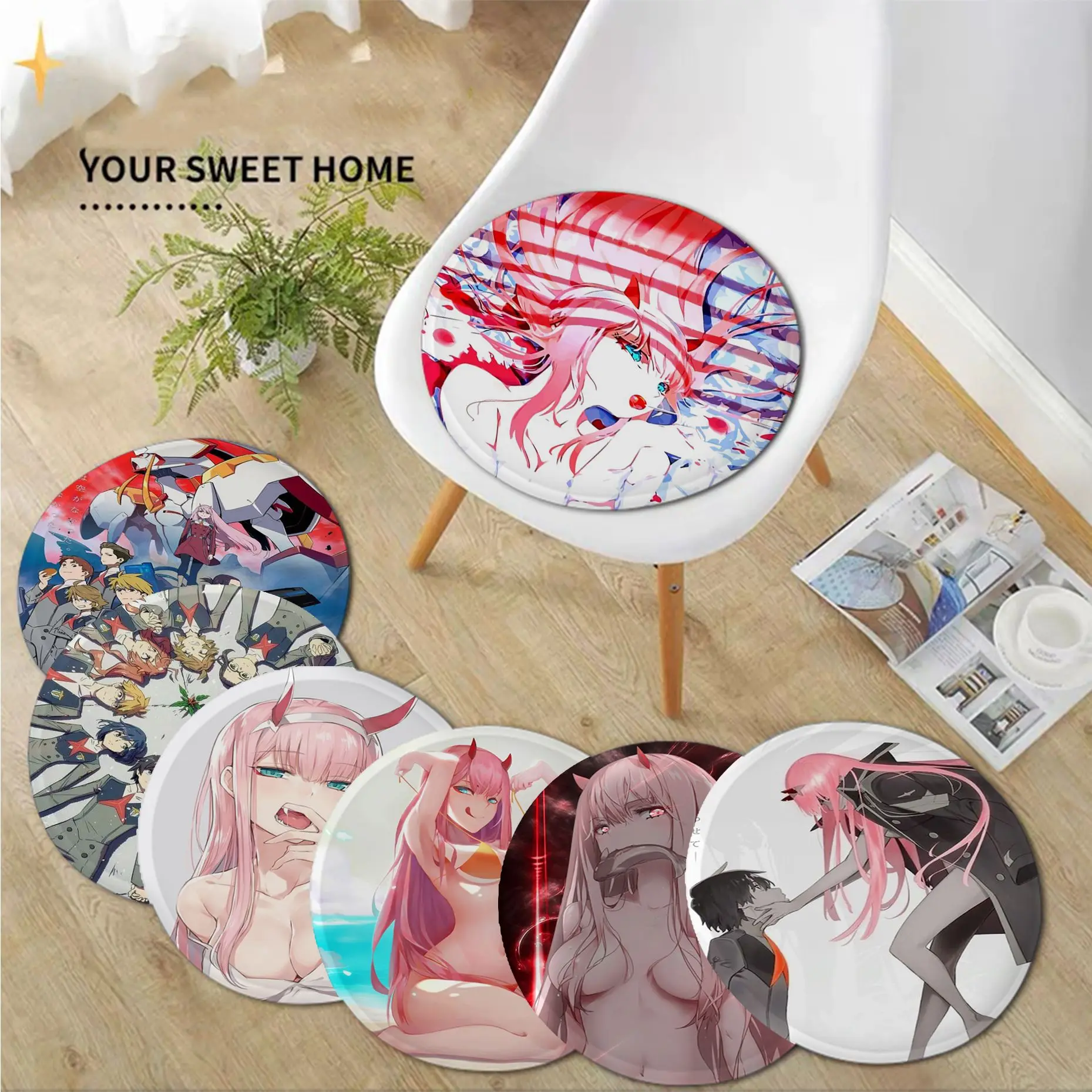 

Anime DARLING In The FRANXX Creative Dining Chair Cushion Circular Decoration Seat For Office Desk Cushion Pads