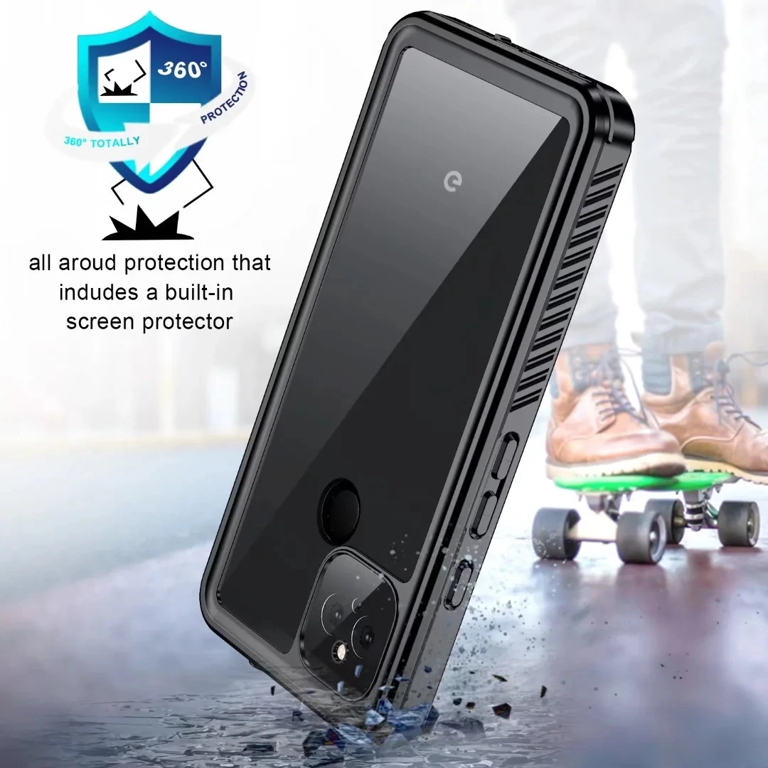 Shellbox IP68 Waterproof Case for Google Pixel 4A 5G Shockproof Heavy Duty Defender Case Diving Cover with Screen Protector