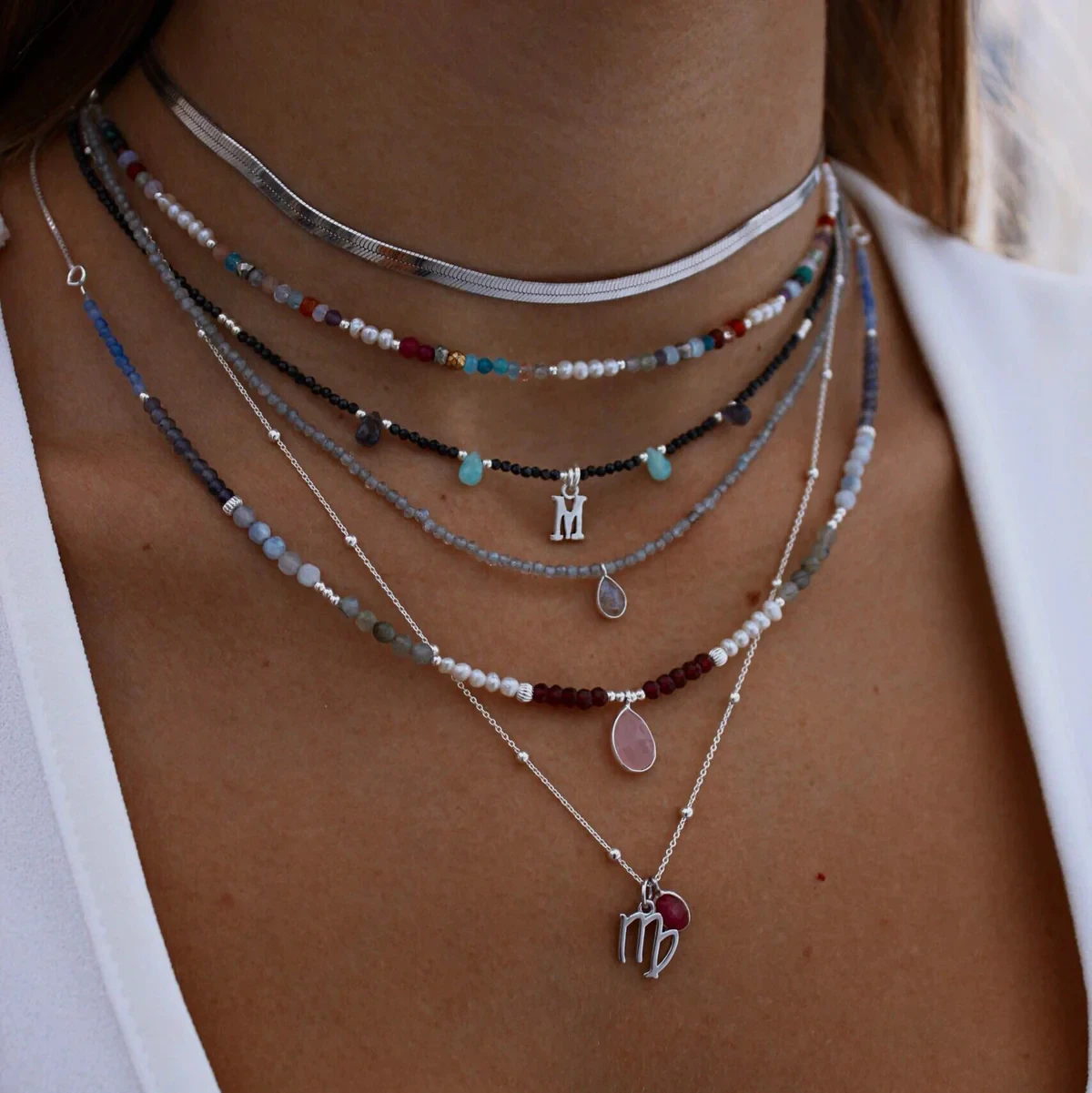 

2023 New DIY Fashion Mix Beaded Necklace Stainless steel Letter Pendant Personalized Customized Name Jewelry For Women Handmade