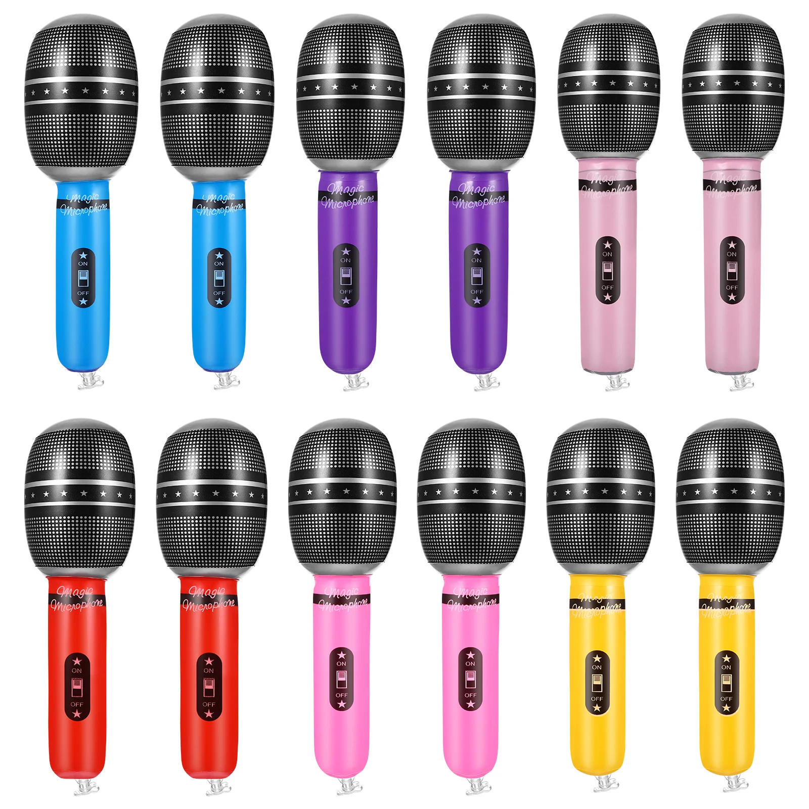 

12 Pcs Simulation Microphone Fake Inflatable Toy Funny Toys Pretend Prop Artificial Pvc Kid Simulated Role-play