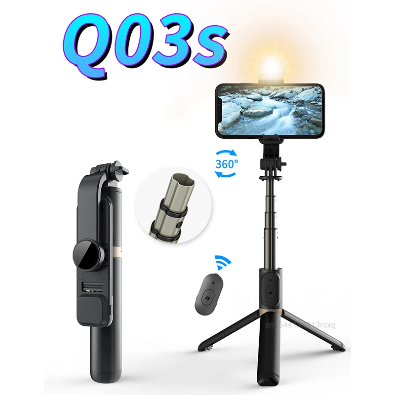 

Xiaomi Q03S Bluetooth Selfie Stick Expandable Mini Tripod With LED Fill Light And Shutter Remote Control For Huawei Android IOS