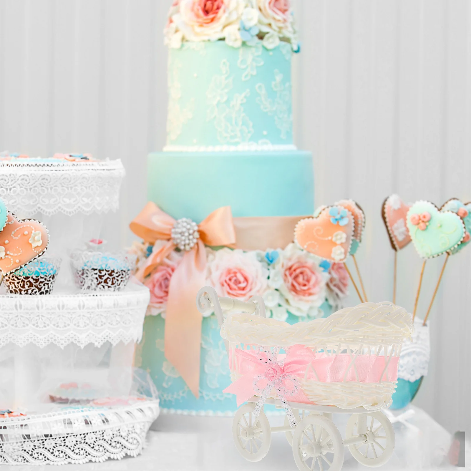 

Детская корзина, детская коляска, душевая корзина, конфетные украшения, милый предмет для покупок, компактное хранилище цветов, Ротанговые ...