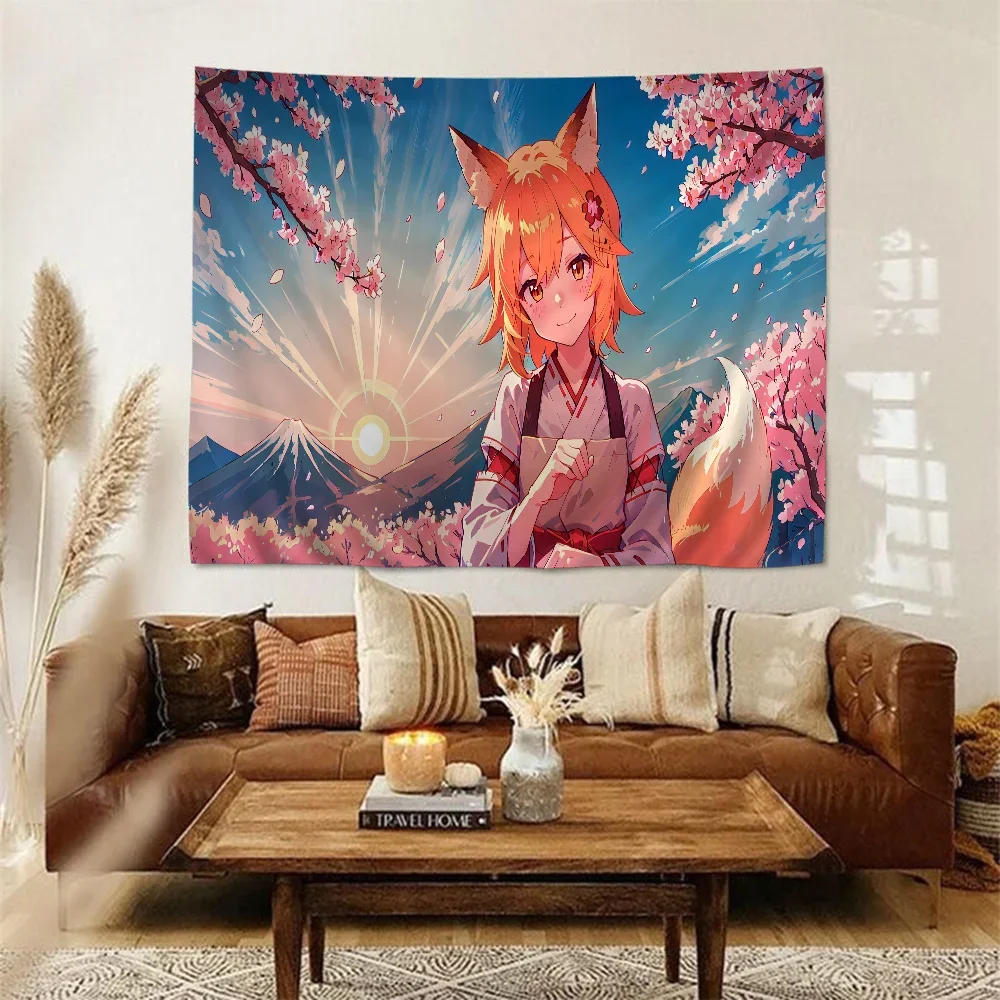 Полезный Лисий Сенко-сан DIY настенный гобелен хиппи цветок настенные ковры Декор