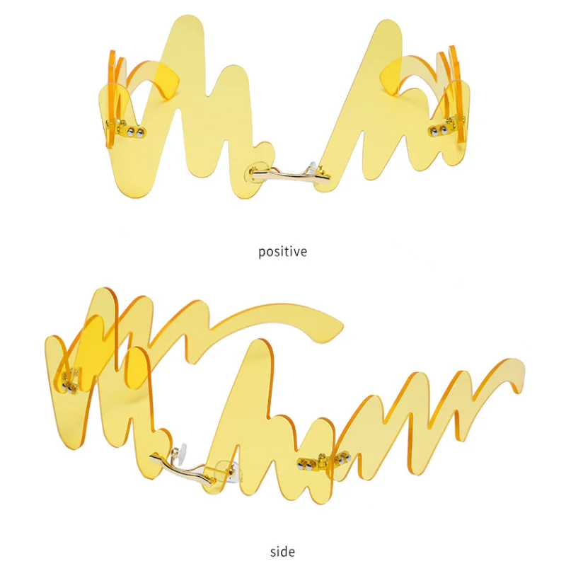 Солнцезащитные очки унисекс без оправы с красными волнами в стиле панк винтажные