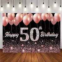 50th backdrop rose gold balloon men women fifty birthday party photography background photo studio props banner decoration
