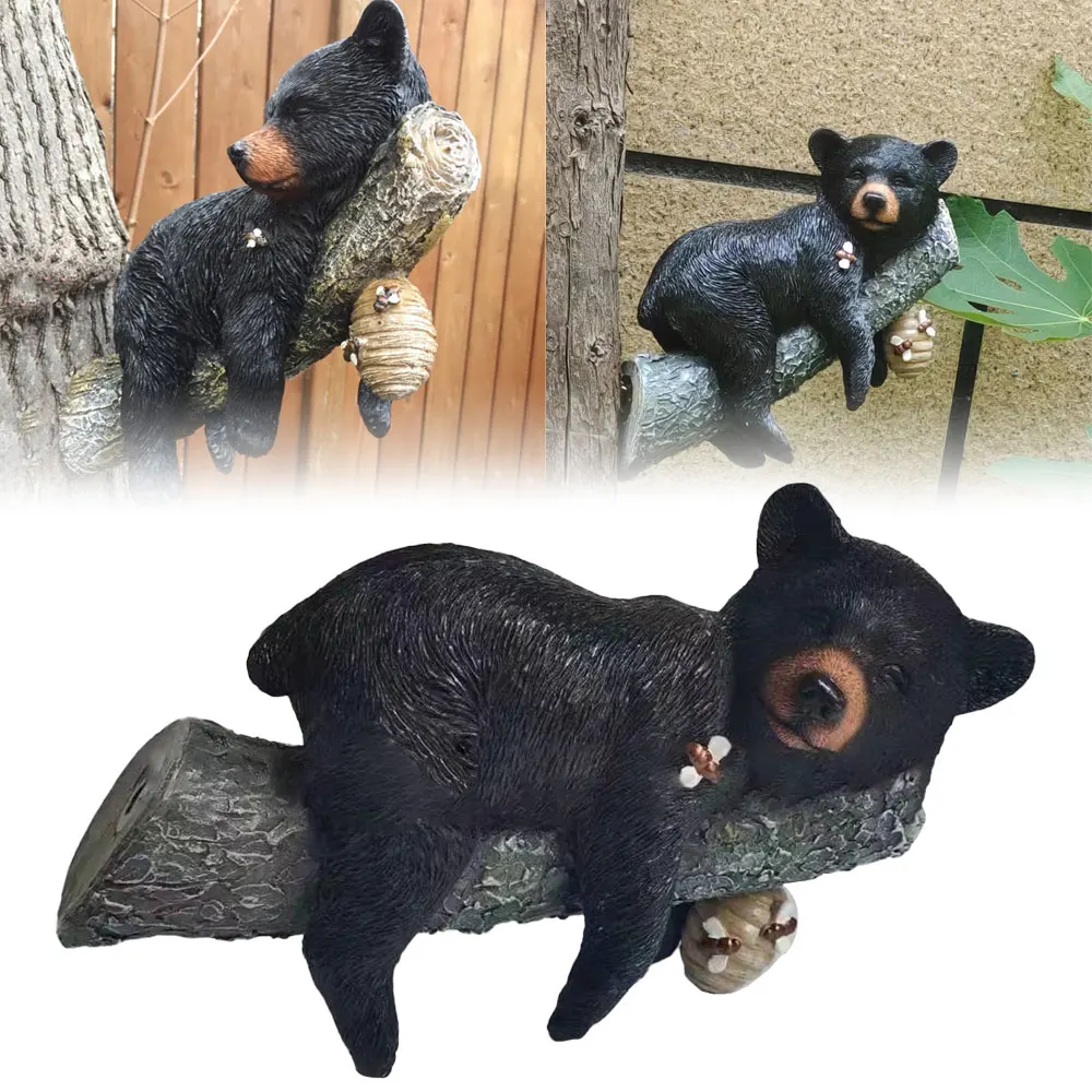 

Wall-Mounted Animals Sculpture Creative Bear Napping Hanging Out In A Tree Sculpture Realistic Resin Animal Figurine for Gifts