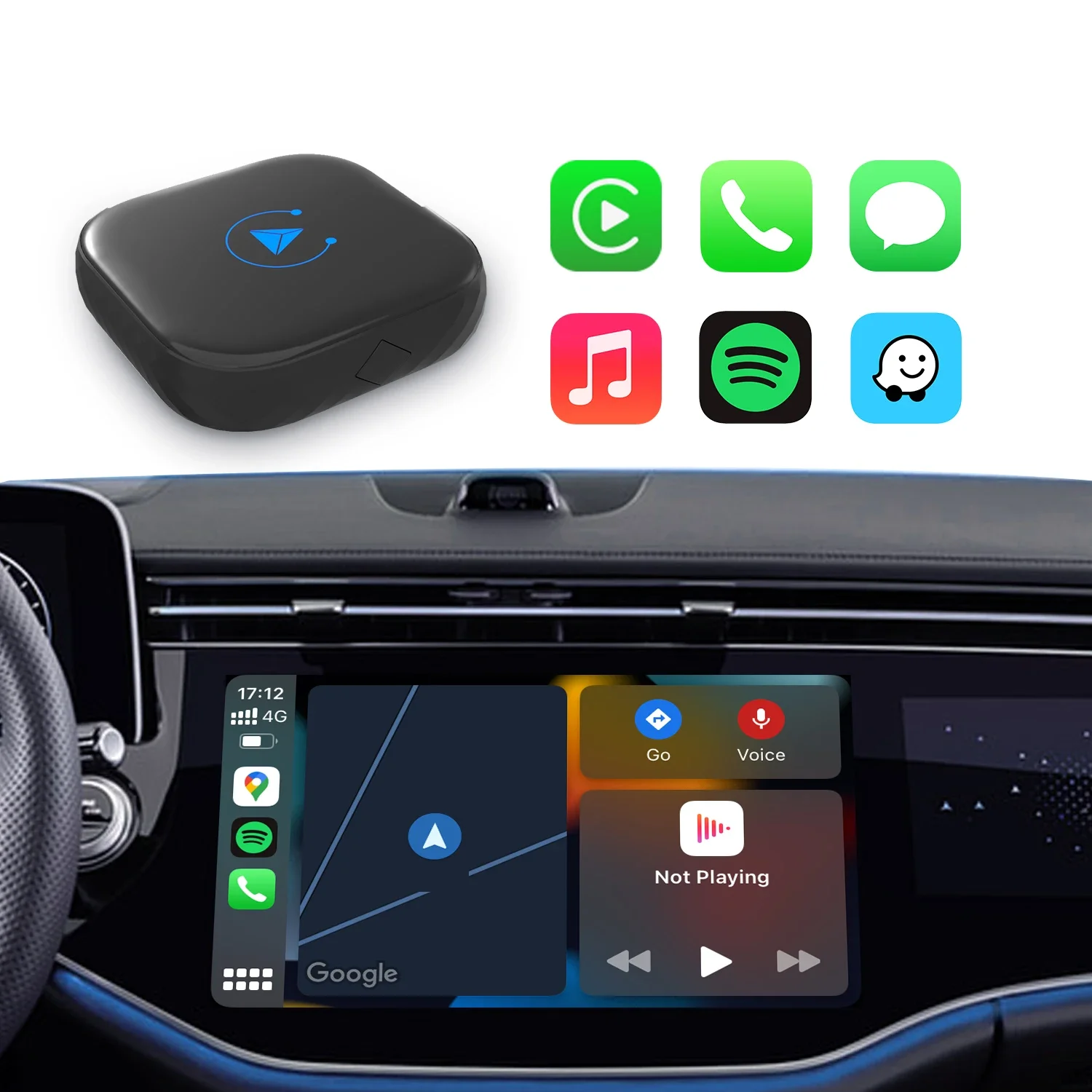 Фото 2025Meihua CarPlay Video AI Box Android Auto Dongle Netflix YouTube TV Потоковое устройство HDMI Аудио Видео Выход Ключ автомобиля OEM W №4