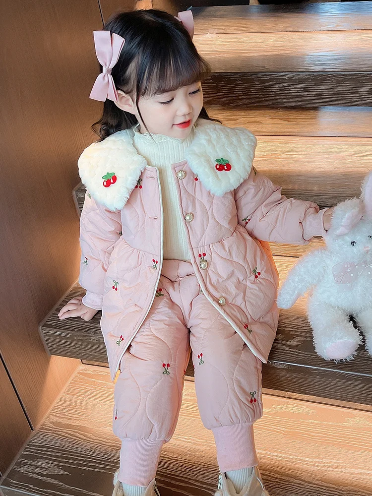 Зимняя одежда для маленьких девочек 4. Одежда на хлопковой подкладке. Комплект