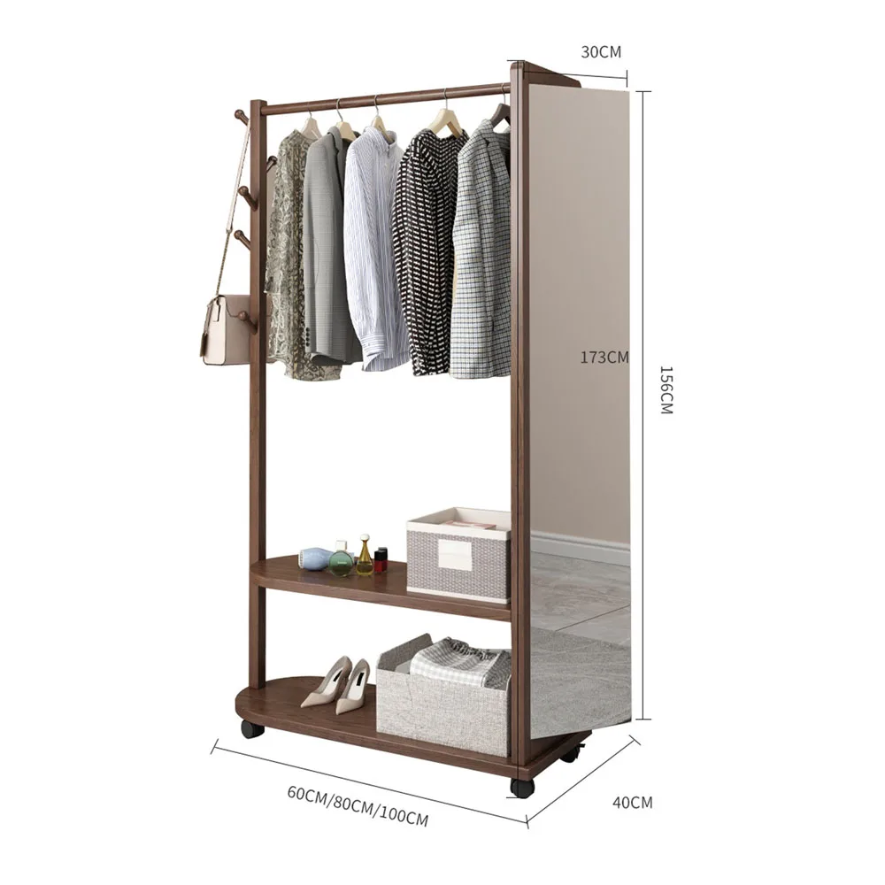 Living Room Furniture Household Coat Racks Mirror Portability To Ground Placement Solid Wood